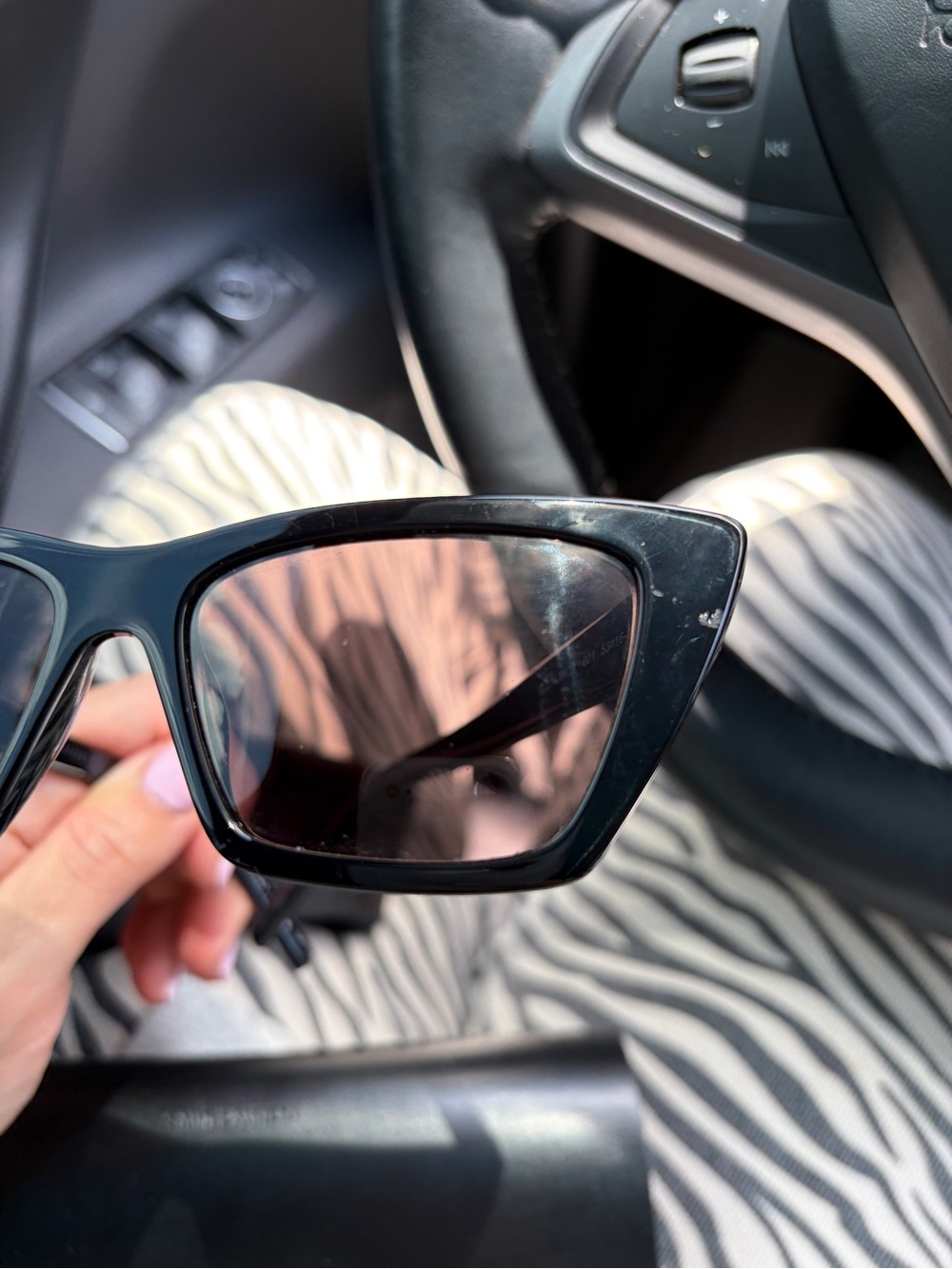 Saint Laurent Women’s Black Glossy Cat-Eye Sunglasses - Picture 5 of 12